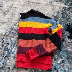 High low slit oversized colorblock sweater